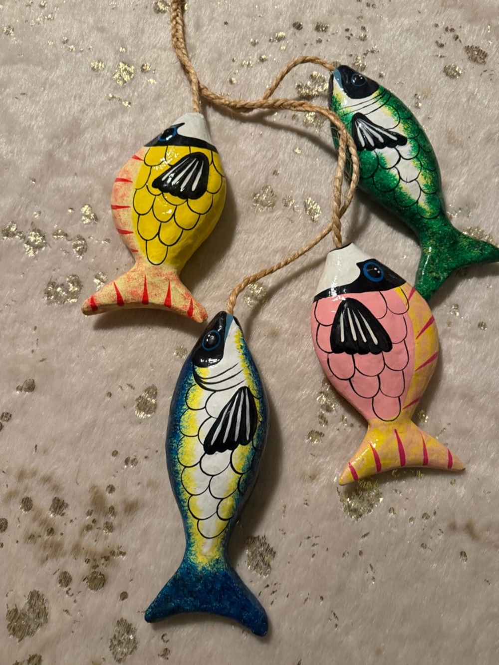 Hand-Painted Decorative Fish Wall Hanging Decor- Yellow, Pink, Green, Blue
